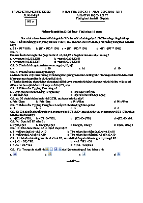 Đề kiểm tra học kì I Tin học 7 - Năm học 2016-2017 - Trường THCS Xuân Hiệp